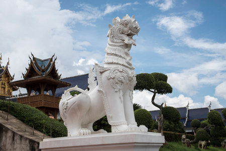 White sculpture SING-HA ,temple in Thailandの写真素材