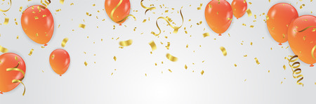 Vector Illustration of Orange Balloons celebration background template のイラスト素材