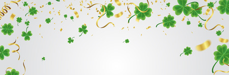 sparkling dark green clover shamrock on gray background.  Vector illustration.のイラスト素材