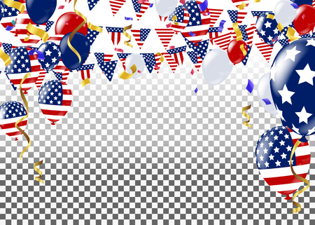Fourth of July. 4th of July holiday banner. USA Independence Day banner for sale, discount, advertisement, Balloons Flag USA のイラスト素材