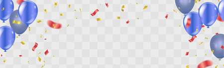 Happy birthday Gold confetti Celebration background vector illustration - Golden foil confetti and vector anniversary celebration banner. Greeting card for the birthday man.のイラスト素材