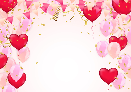 Star balloon and balloon on background. Party helium balloons balloons isolated on white background. confetti and ribbons for greeting cards and poster with colorful balloonのイラスト素材