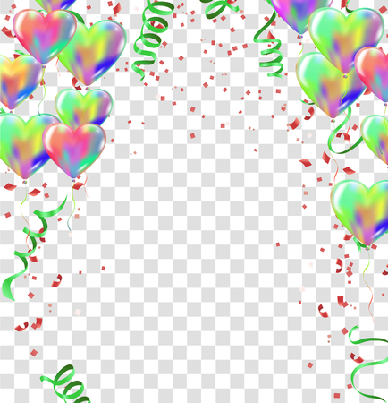 balloons, vector illustration abstract colorful celebration background with confetti.Party streamersのイラスト素材