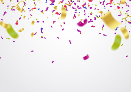 Vector festive Balloons background and colorful confettiのイラスト素材