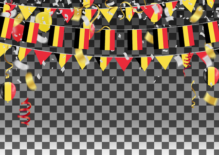 Balloons with Countries flags of national Belgium flags team group and ribbons flag ribbons, Celebration background template. victory.winner.footballのイラスト素材