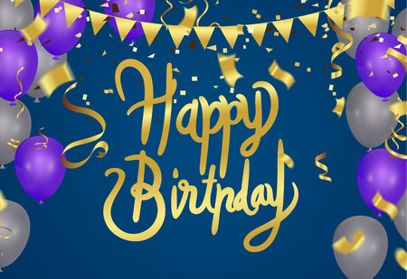 Happy Birthday typography hand drawn vector lettering on background.のイラスト素材