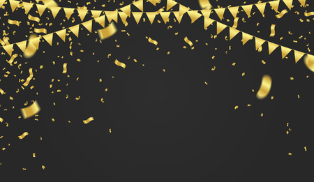 Christmas Glowing Celebration background template with confetti and goldのイラスト素材