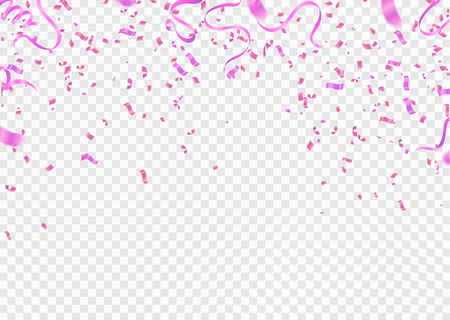 Celebration background template with confetti and Pink Rose Gold ribbons.のイラスト素材
