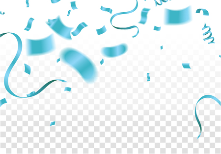 Blue ribbons with confetti isolated on white background. illustration of holidays, party, on center isolated on white background Vector EPS10のイラスト素材