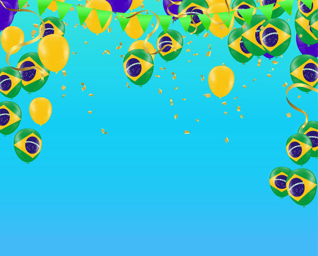 Festival Celebrated Brazilian Colorful Celebration Brazilian Carnaval Title With Colorful Party Elements. Travel destination. Brazilian Rhythm, Dance and Music.のイラスト素材