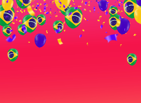 Festival Celebrated Brazilian Colorful Celebration Brazilian Carnaval Title With Colorful Party Elements. Travel destination. Brazilian Rhythm, Dance and Music.のイラスト素材