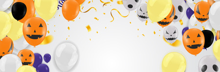 Lettering Happy Halloween . Design with balloonsのイラスト素材