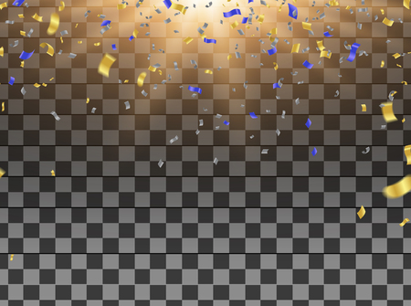 Happy New Year text, lettering for greeting cards, banners, posters, isolated vector illustration with balloons. Confetti and ribbons flag ribbons, Celebration background templateのイラスト素材