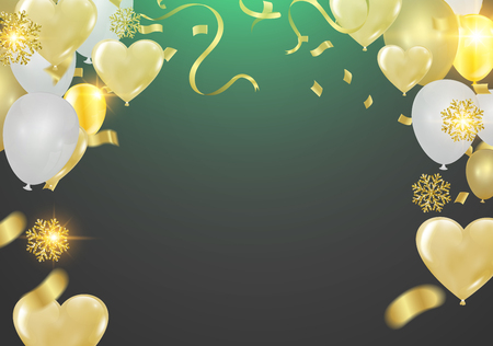 Vector illustration balloon of happy new year gold and black colors place for text christmas ballsのイラスト素材