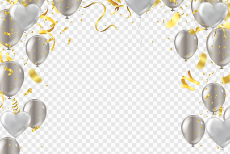 Vector illustration balloon of happy new year gold and black colors place for text christmas ballsのイラスト素材