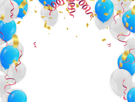Merry Christmas Poster balloons and Happy New Year background. template winter holiday cardsのイラスト素材