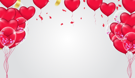 Valentine's day, banner template. heart balloons with background. tags poster design Vector brochure, Celebration, i love youのイラスト素材