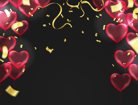 Valentine's day, banner template. heart balloons with background. tags poster design Vector brochure, Celebration, i love youのイラスト素材