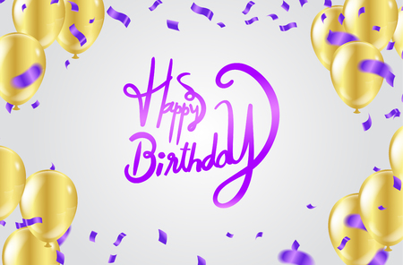 Happy birthday vector Celebration party print design. Handwritten modern brush lettering  background isolated vectorのイラスト素材