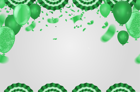 birthday card with green balloons. Happy birthdayのイラスト素材