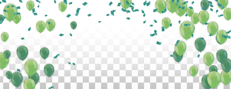 Party balloons Happy birthday illustration celebration background template with confetti and ribbons with place for your messageのイラスト素材