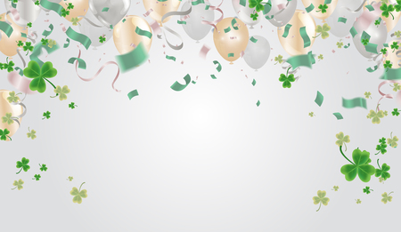 Party balloons illustration Clover leaves decorated transparent background of St Patrick's Day. Poster or banner design.のイラスト素材