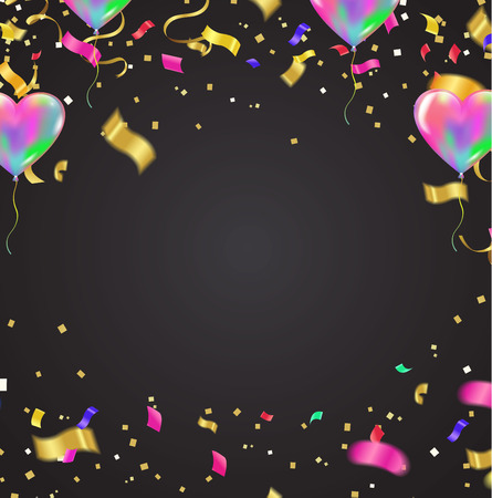 Happy Birthday typography vector design for greeting cards and poster with balloon in the style of cutoutsのイラスト素材