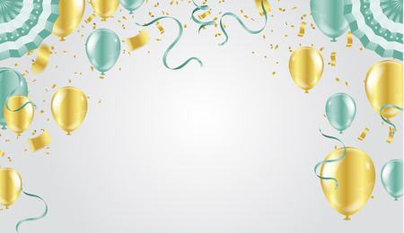 Birthday balloons template. Luxury shiny colorful balloons vector graphic. Vector Illustration of a Happy Birthday Greeting Card Design, flyer, poster sign banner web postcard, invitationのイラスト素材