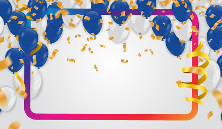 Birthday balloons template. Luxury shiny colorful balloons vector graphic. Vector Illustration of a Happy Birthday Greeting Card Design, flyer, poster sign banner web postcard, invitationのイラスト素材