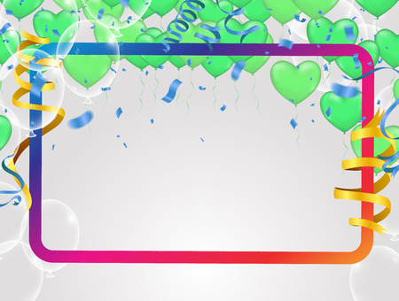 Birthday balloons template. Luxury shiny colorful balloons vector graphic. Vector Illustration of a Happy Birthday Greeting Card Design, flyer, poster sign banner web postcard, invitationのイラスト素材