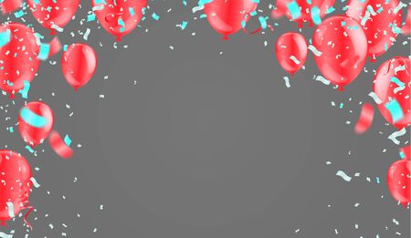 Balloons Flying on  Background, Ideal for Displaying Your Wedding, Birthday, Celebration or Holidayのイラスト素材