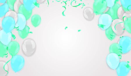Balloons Flying on  Background, Ideal for Displaying Your Wedding, Birthday, Celebration or Holidayのイラスト素材