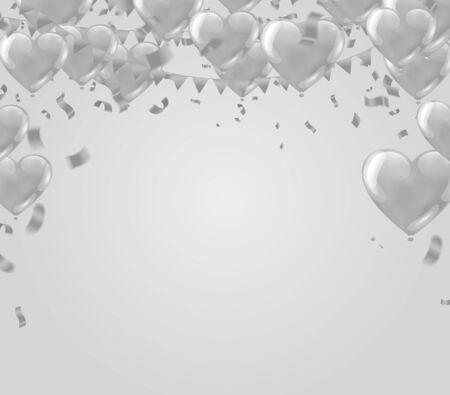 Vector party white balloons confetti concept design template holiday Happy Dayのイラスト素材