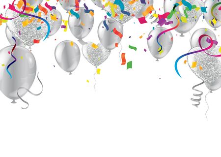 Birthday and celebration banner balloons silver colorのイラスト素材