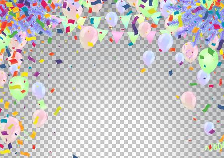 Group of Colour Glossy Helium Balloons Background. Set of Balloons for Birthday,Vector Illustration EPS 10のイラスト素材