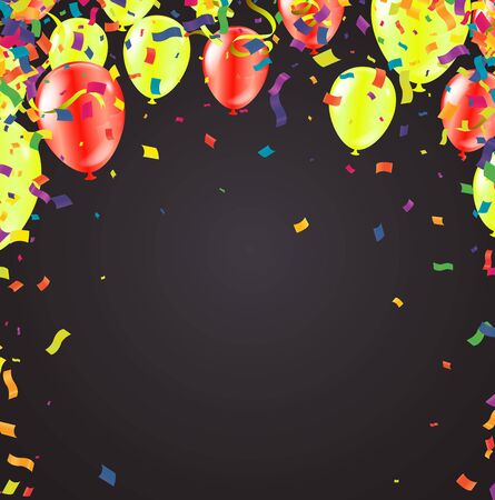Group of Colour Glossy Helium Balloons Background. Set of Balloons for Birthday,Vector Illustration EPS 10のイラスト素材