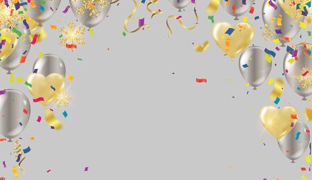 Background with balloons Gold for greeting cards. Vector illustration.のイラスト素材