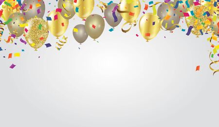 Background with balloons Gold for greeting cards. Vector illustration.のイラスト素材