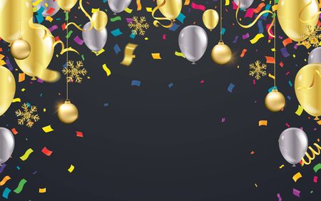 Background with balloons Gold for greeting cards. Vector illustration.のイラスト素材