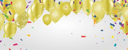 Golden balloons Background with multicolored flying balloonsのイラスト素材