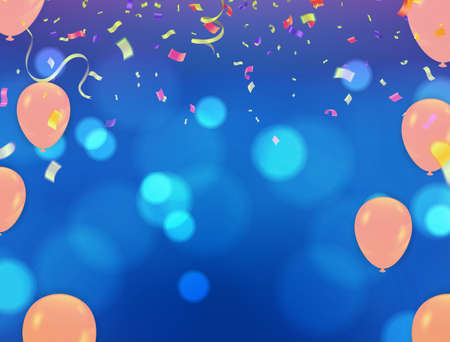 Border of realistic colorful helium balloons isolated on background. Party decoration frame for...