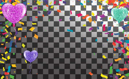 Birthday card with purple balloons and confetti on backgrのイラスト素材