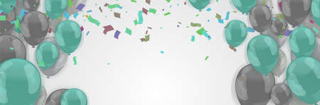 29 years anniversary and birthday with template design on background colorful balloon and colorful tiny confetti pieces for celebrationのイラスト素材