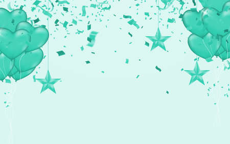 46 years anniversary and birthday with template design on background colorful balloon and colorful tiny confetti pieces for celebrationのイラスト素材