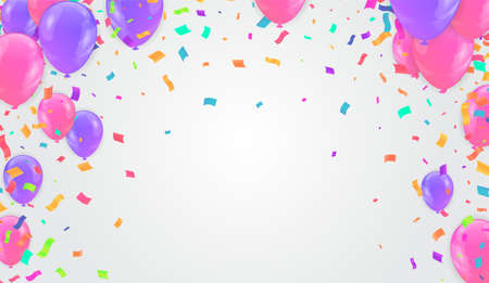 Party Blue balloons Realistic Glossy Balloons Background with Bokeh Effect.Vector illustrationのイラスト素材