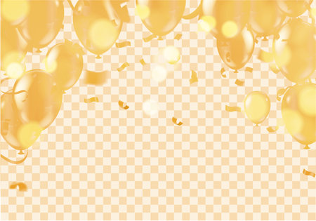 Celebration party banner with golden balloons and serpentine.のイラスト素材