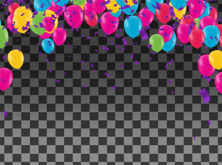 Celebration party banner with golden balloons and serpentine.のイラスト素材