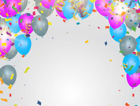Happy Birthday - Balloons Background Design (place for text) vector birthday card, party invitation, banner,のイラスト素材