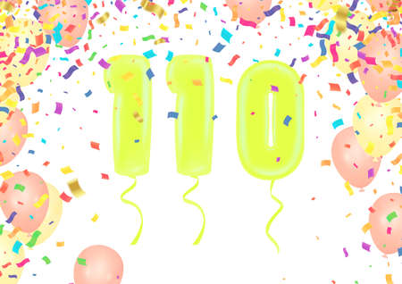 Background illustration of colorful lot of balloons 110 years anniversary and multicolored balloonsのイラスト素材