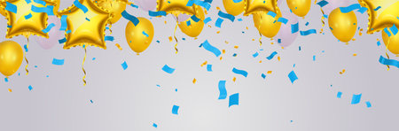 Bright holiday background with balloons and flagsのイラスト素材